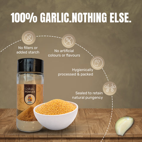 Garlic Powder – Premium Flavour Booster | Ready to Use | 100% Pure | By Mom's MunchBox | Pack of 2 (60 gm. each)