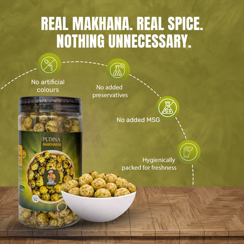 Pudina Flavoured -  Roasted Masala Makhana - 90 gms.